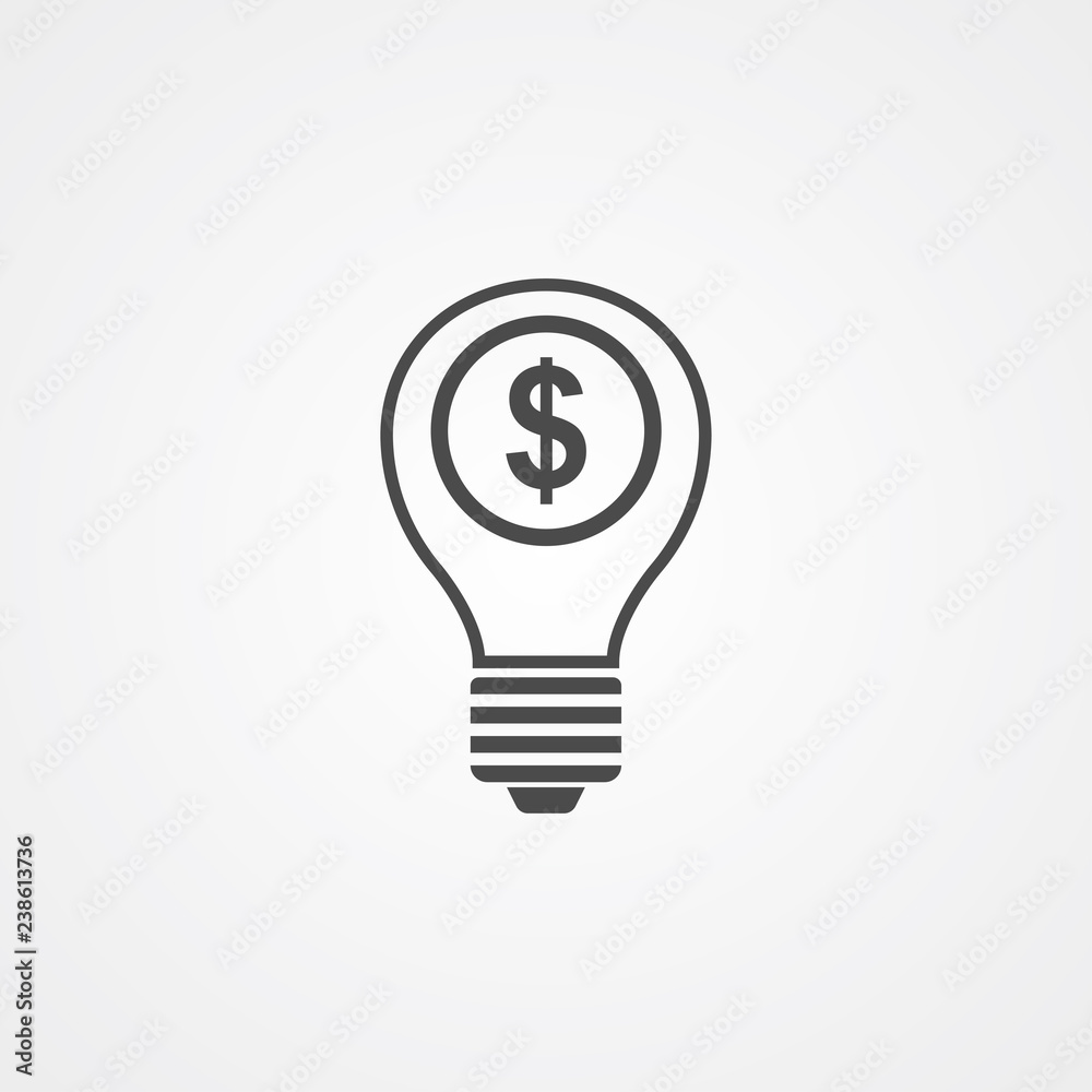 Money light bulb vector icon sign symbol Money light bulb vector icon sign symbol
