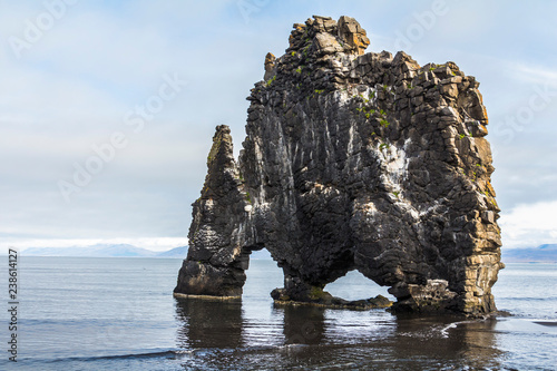 Hvitserkur stone arch on beach in Iceland