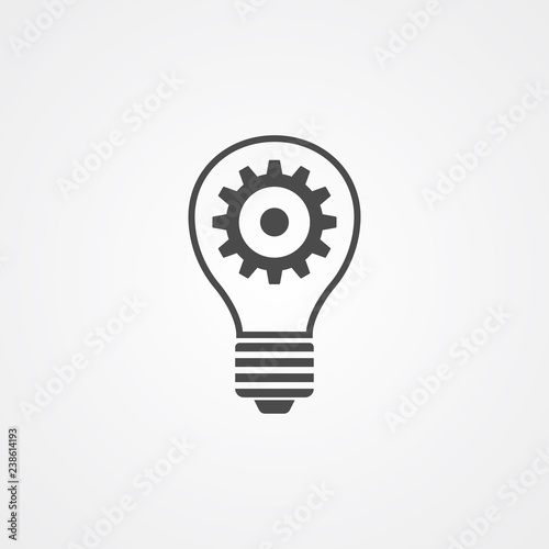 Light bulb with gear vector icon sign symbol