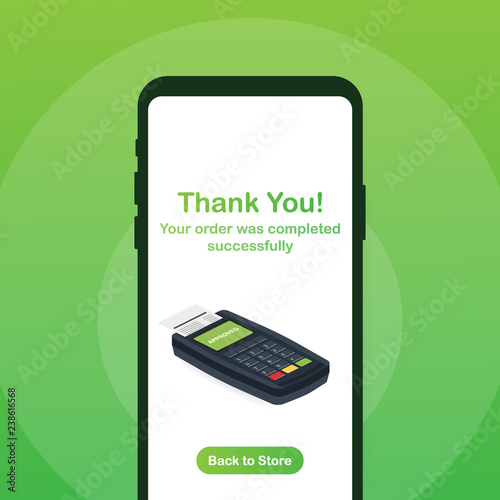 Payment approved credit card icon. Flat illustration of payment approved credit card vector icon for web design. Vector illustration.