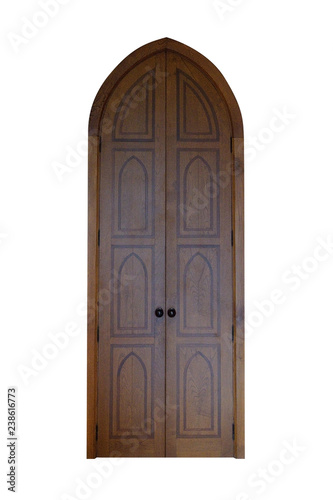 antique wooden door isolated on white background