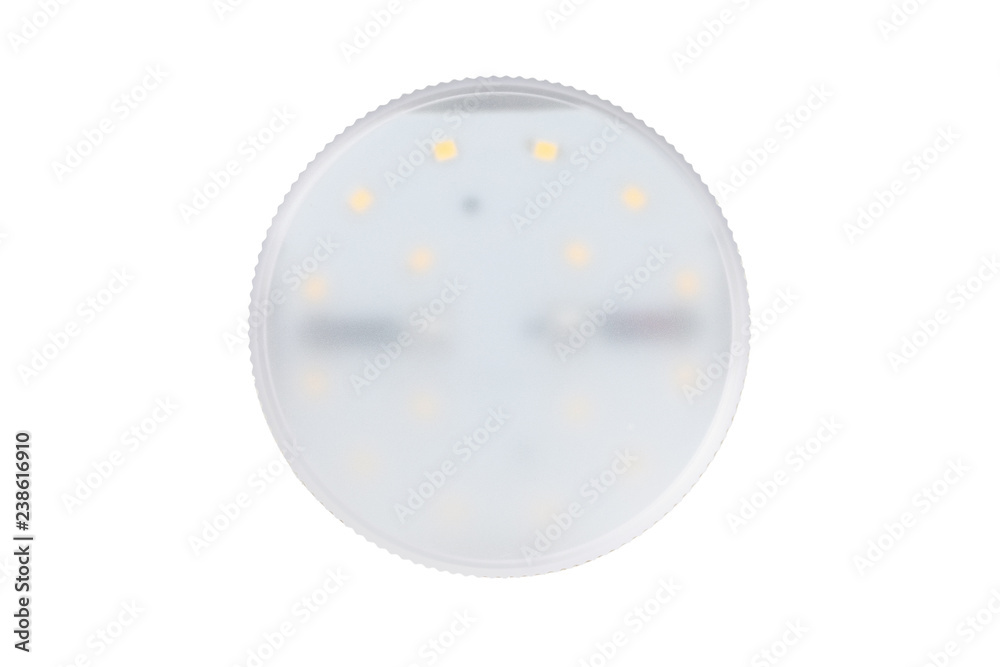 Closeup led ceiling round lamp isolated at white background.