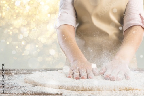 Pizza making bakery dough flour chef fresh © BillionPhotos.com