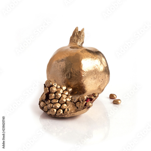 golden pomegranate isolated