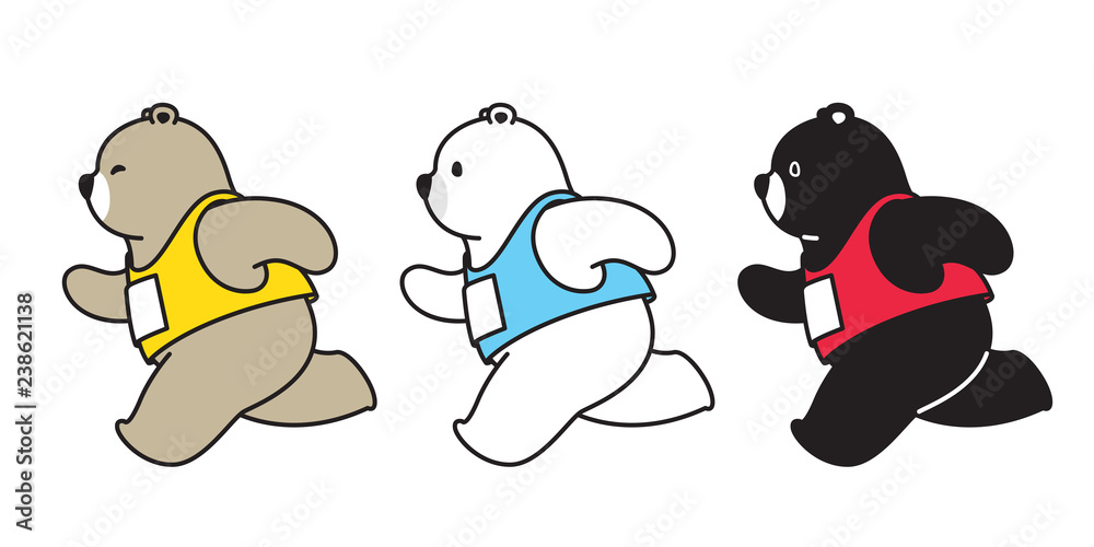 Bear vector polar bear running marathon cartoon character icon logo  illustration Stock Vector | Adobe Stock