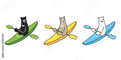Bear vector polar bear kayak boating boat cartoon character icon logo illustration