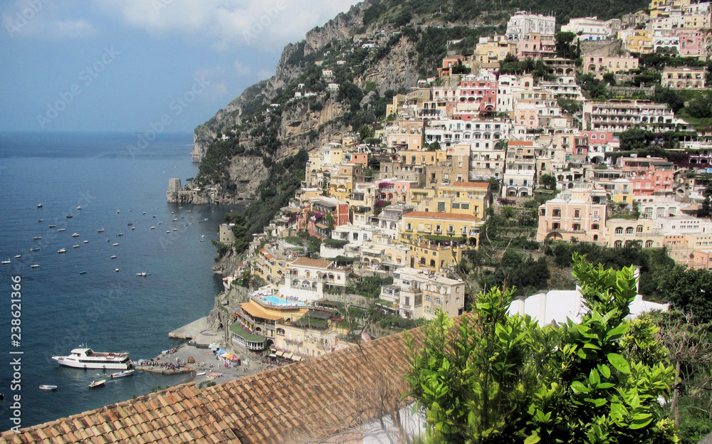 Steep Hillside Italian Town at edge of Sea