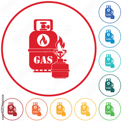 Camping stove with gas bottle icon