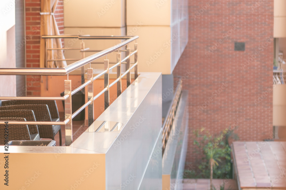 Fototapeta premium Balcony close up with a water puddle. Real state concept