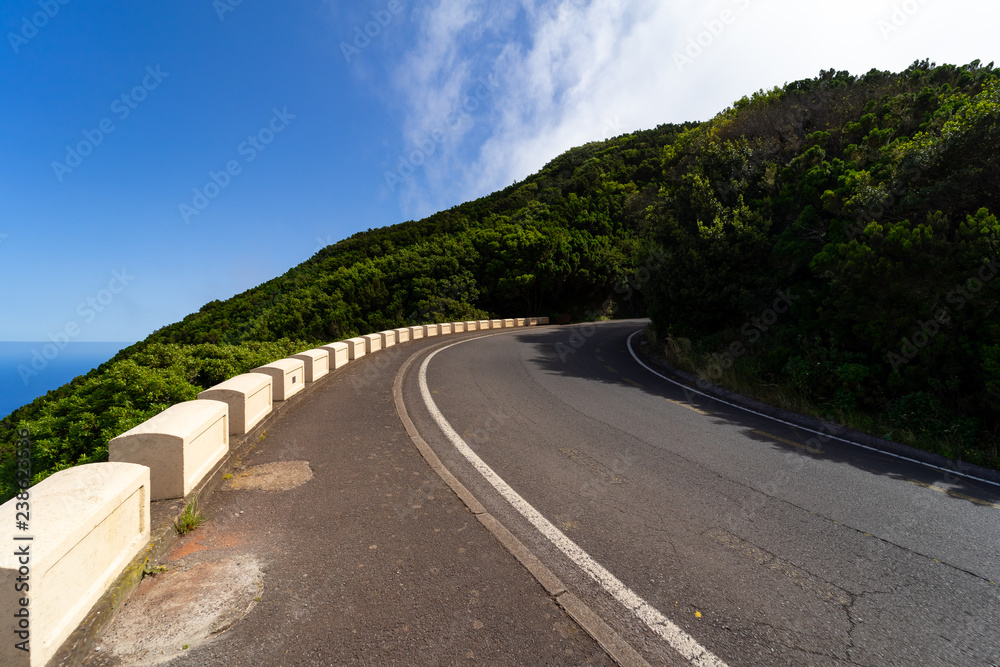 Road (Hairpin turn) of the mountains of the northern part of Tenerife. Canary Islands. Spain.