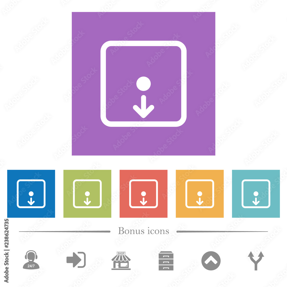 Move object down flat white icons in square backgrounds Move object down flat white icons in square backgrounds