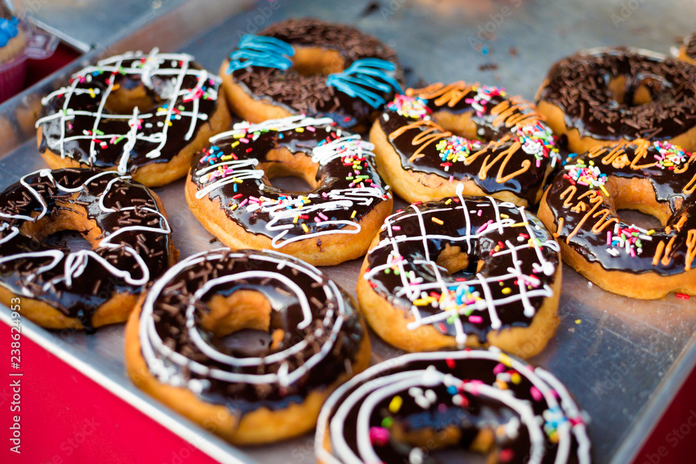 Malaysian deepfried circle chocolate donuts Malaysian deepfried circle chocolate donuts