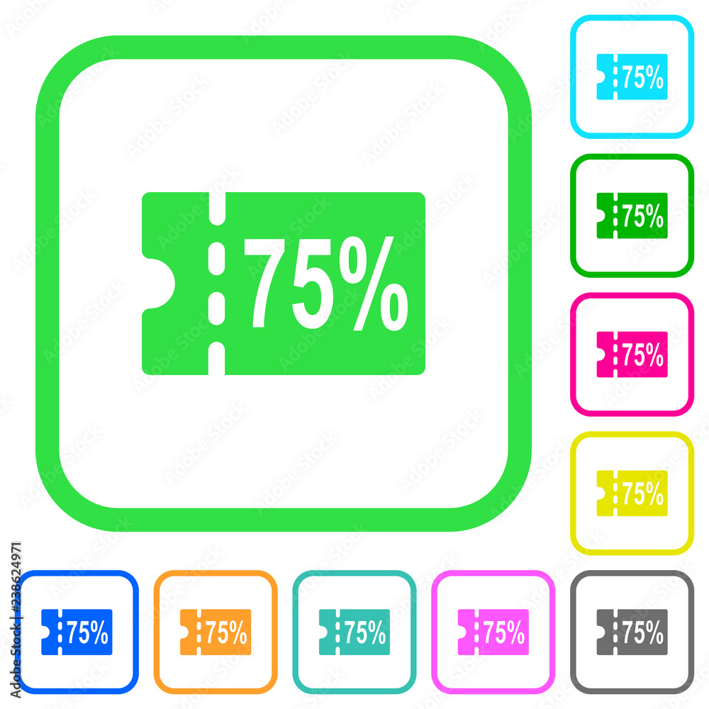 75 percent discount coupon vivid colored flat icons 75 percent discount coupon vivid colored flat icons
