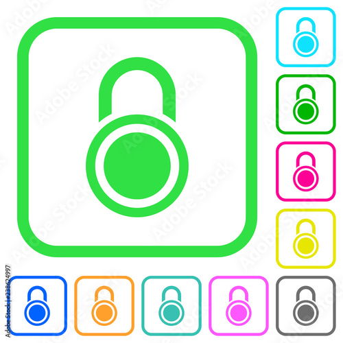 Locked round padlock vivid colored flat icons