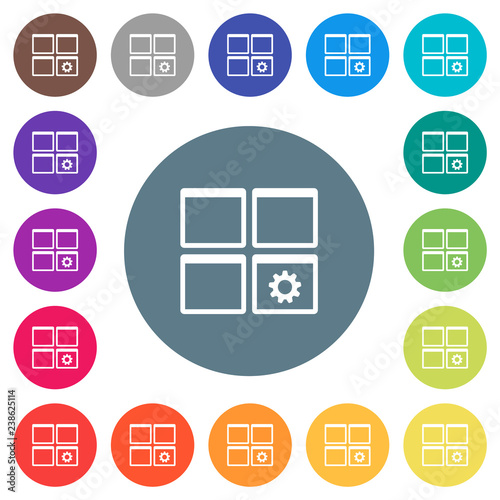 Dashboard settings flat white icons on round color backgrounds