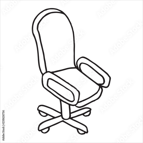 Office chair doodle icon isolated on white background