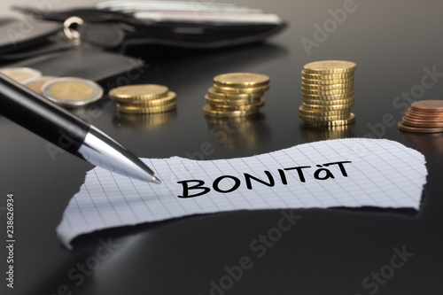 Bonität auf einem Zettel