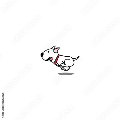 Cute bull terrier dog running, vector illustration
