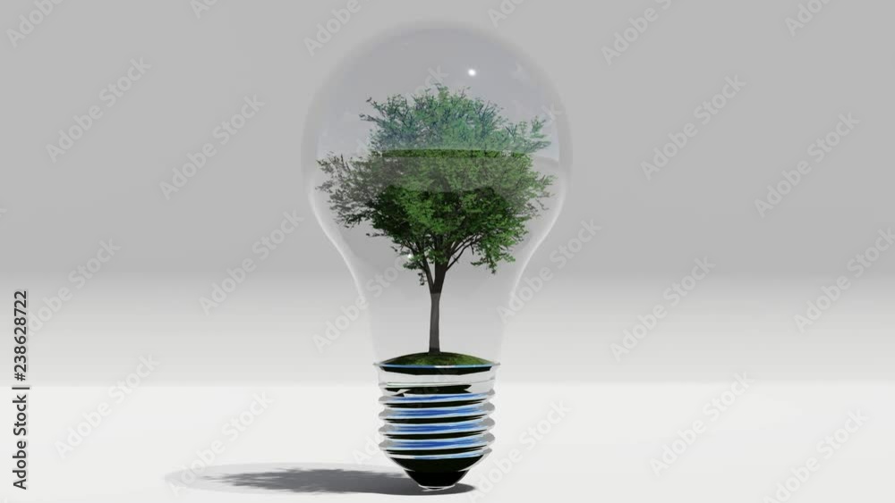 Green energy, with tree inside bulb , animation Green energy, with tree inside bulb , animation