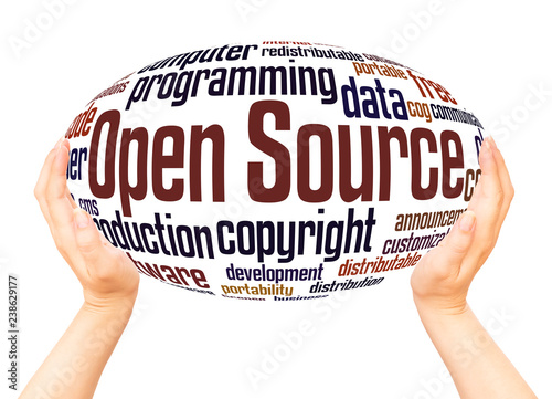 Open Source word cloud hand sphere concept photo