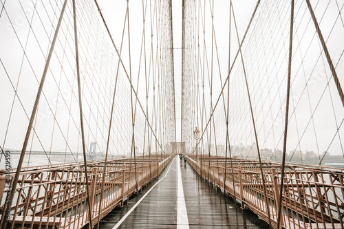 The Brooklyn bridge, New York City, USA. Rainy day in New York. #238629599
