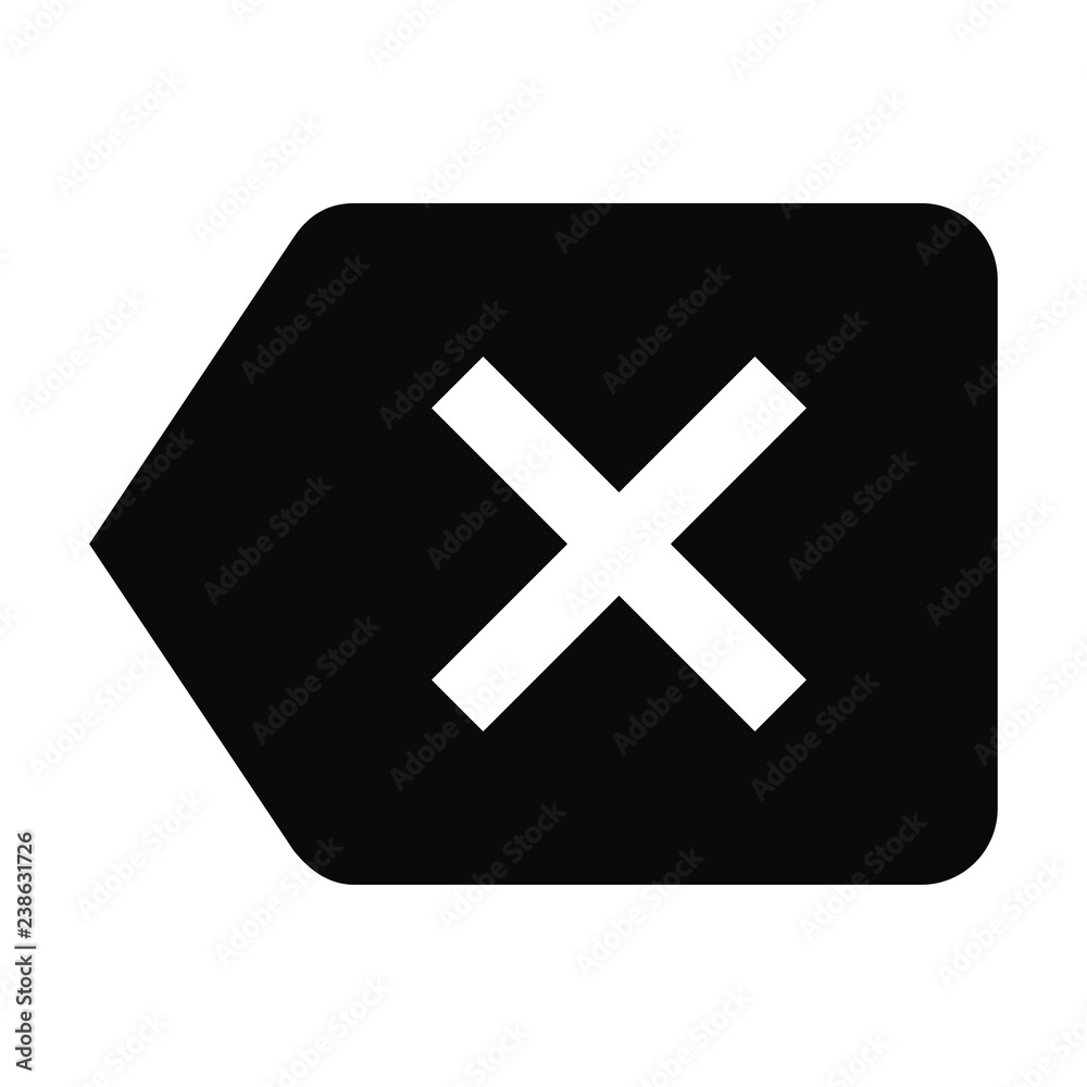 Filled Backspace icon vector isolated on white background. Modern symbol in trendy flat style for mobile app and web design.