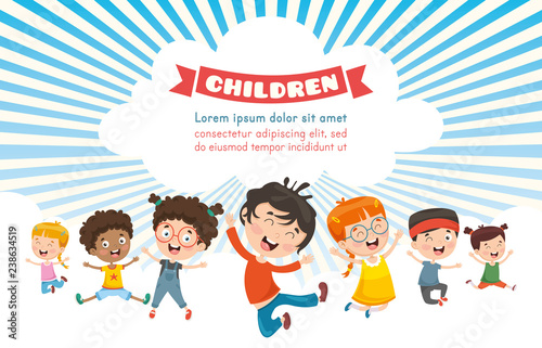 Vector Illustration Of Happy Children