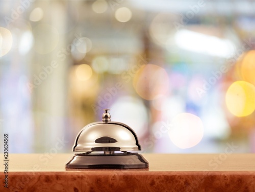 Reception service desk bell, close-up view