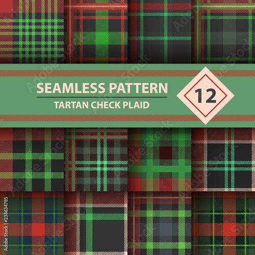 Classic tartan, Merry Christmas seamless patterns