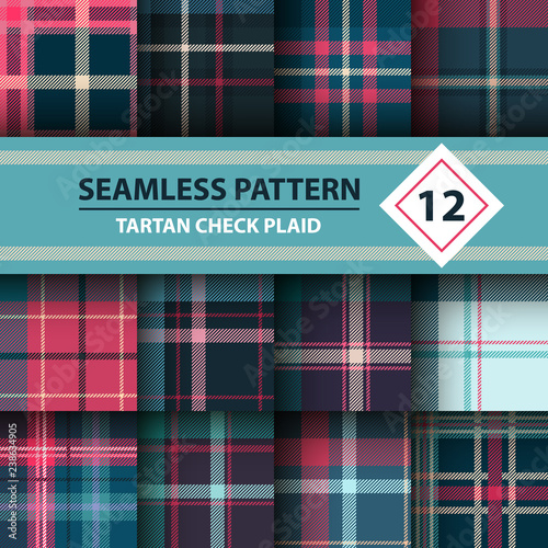 Classic tartan, Merry Christmas check plaid seamless patterns.