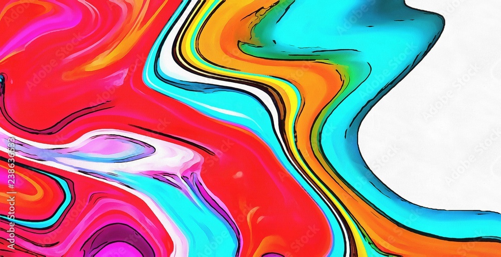 Watercolor abstract marble background. Multi colors swirl pattern. Crazy vivid texture. 
