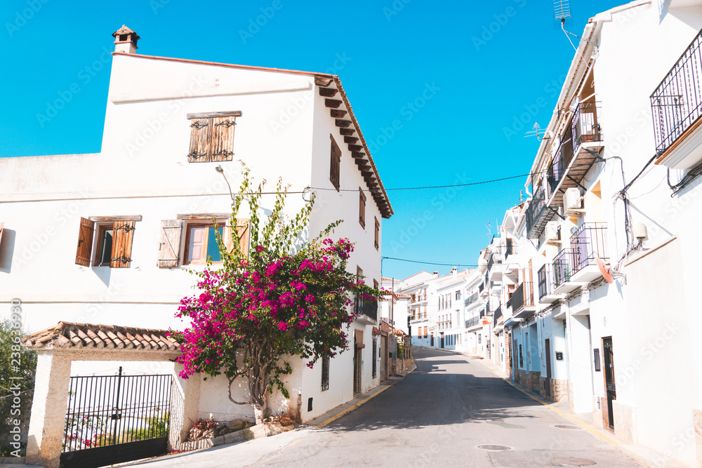 Typical white street in Chulilla, Valencia, Spain
