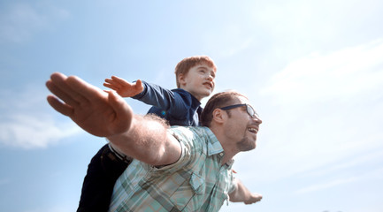 father and son spend time together