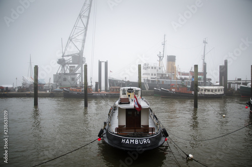 Hamburg tugboat in Fog