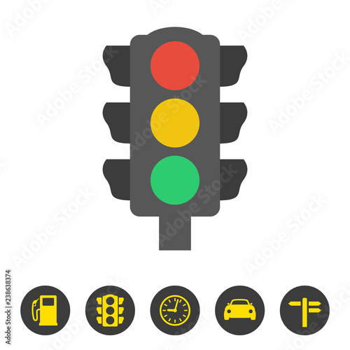Traffic light icon on white background.