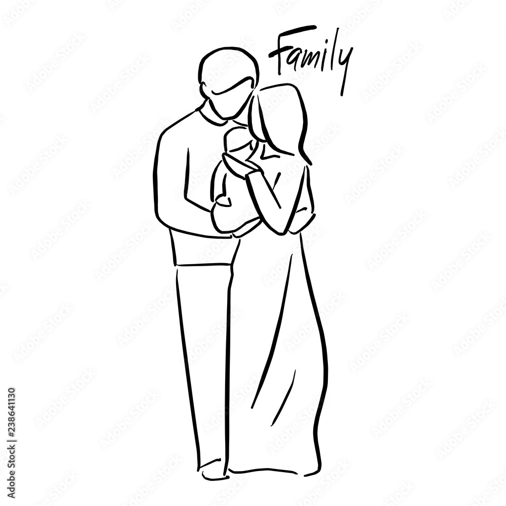 father and mother holding their baby vector illustration sketch doodle hand drawn with black lines isolated on white background father and mother holding their baby vector illustration sketch doodle hand drawn with black lines isolated on white background