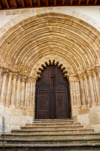 Entrance door of the Church of San Pedro de la Rua  Saint Peter s Church in Estella or Lizzara  Navarre Spain