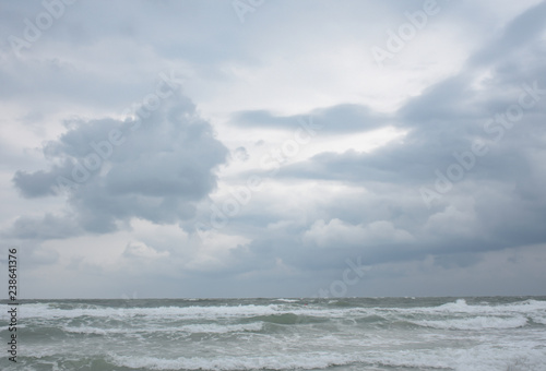 Sea view with more cloud on sky, Cloudy day in raining day on seaside, The sky with cloud after rain