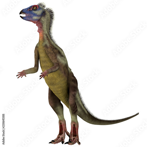 Hypsilophodon Dinosaur on White - Hypsilophodon was a omnivorous ornithopod dinosaur that lived in England during the Cretaceous Period. photo