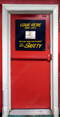 Wallpaper Mural Vintage Safety First industrial door with mirror gimmick. Torontodigital.ca