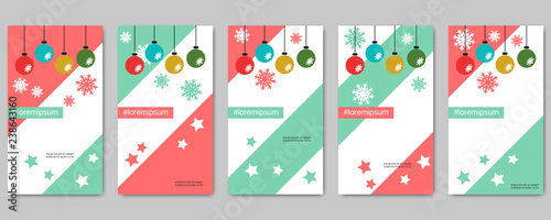 Christmas and New Year social network stories editable vector templates collection. Web application background for social media