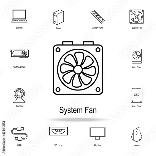 System fan icon. Detailed set of computer part icons. Premium graphic design. One of the collection icons for websites, web design, mobile app