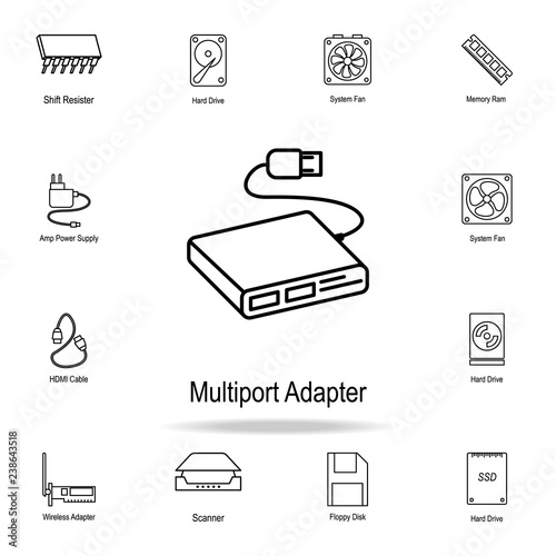 Multiport adapter icon. Detailed set of computer part icons. Premium graphic design. One of the collection icons for websites, web design, mobile app