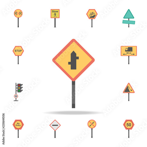 Crossroad junction colored icon. Detailed set of color road sign icons. Premium graphic design. One of the collection icons for websites, web design, mobile app