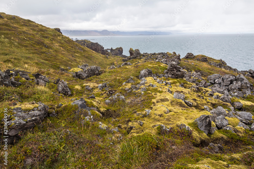 Rough coast on hike near Arnastapi, Snaefellsnes, Iceland Rough coast on hike near Arnastapi, Snaefellsnes, Iceland