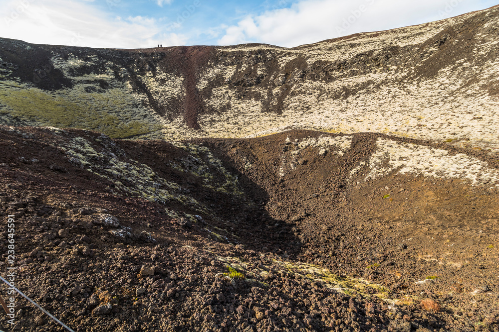 Grabrok volcano crater, ring road, Iceland Stock Photo | Adobe Stock