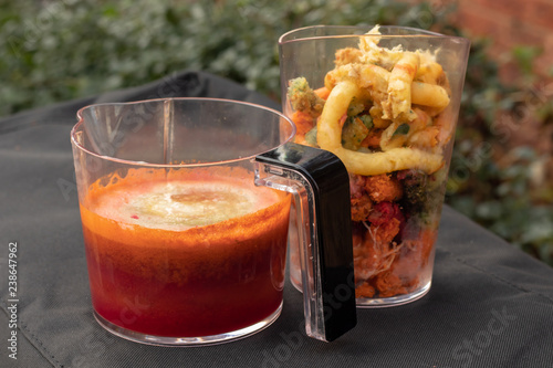 Healthy fruit and vegetable drink from a juicer