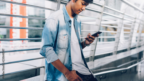 Man holding a smartphone. using cell phone on lifestyle. Technology for communication concept.