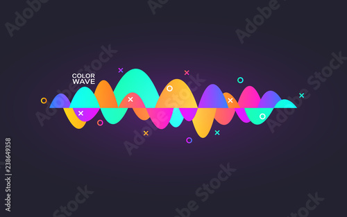 Sound wave gradient. Colorful digital equalizer. Personal assistant template. Abstract dynamic line. Audio technology. Modern music concept. Shining color audiowave. Trendy vector illustration