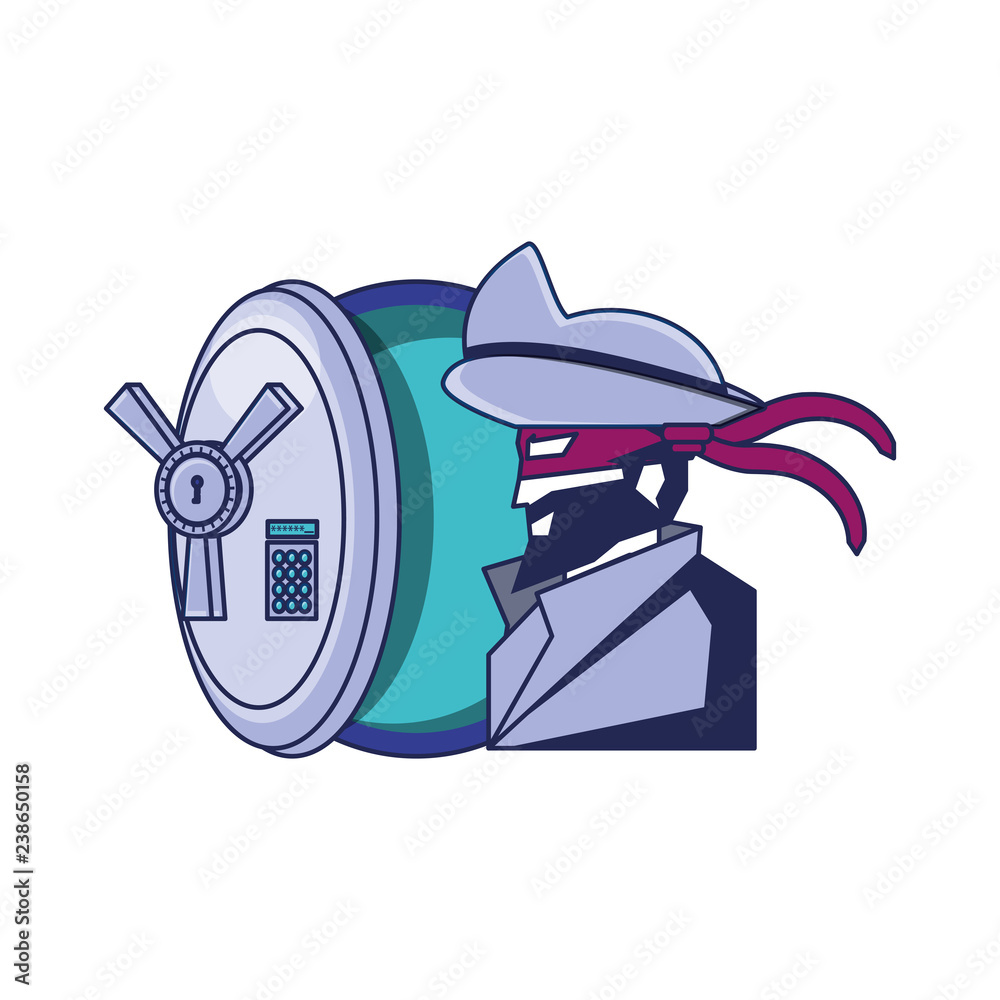 cybernetic pirate with safe box Stock Vector | Adobe Stock